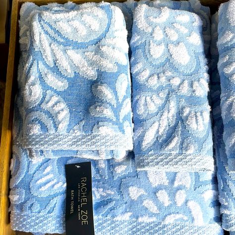 Rachel Zoe Beautiful Bath Towel Set Nwt! Soft & Plush! Set Includes 2 Bath, 2 Hand, And 2 Tip Towels Blue Bath Towels, Striped Bath Towels, Blue Bath, College Stuff, We're Moving, Bathroom Reno, Reno Ideas, Bathroom Renos, Denim And Lace