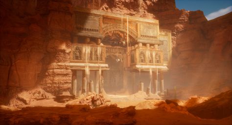 ArtStation - - The desert temple of Dinarah - Desert Monastery Fantasy Art, Desert Temple Fantasy Art, Desert Dungeon, Desert Temple Concept Art, Desert City Fantasy Art, Desert Kingdom, Desert Fantasy Art, Middle Eastern Architecture, Fantasy Temple