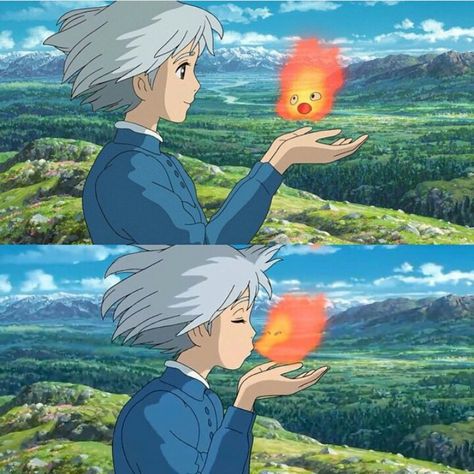 Sophie and Calcifer ❤ Howl's moving castle Sophie Howl's Moving Castle, Howl's Moving Castle Calcifer, Hayao Miyazaki Movies, 하울의 움직이는 성, Studio Ghibli Fanart, Chihiro Y Haku, Howl And Sophie, Ghibli Artwork, Howl's Moving Castle