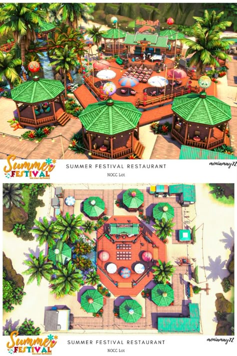 The Sims 4 Sulani Summer Festival Restaurant, coastal and cozy design. No CC Lot. #ShowUsYourBuilds #thesims4 #Sims4 #sims4game #ts4house #ts4build #ts4builds #ts4nocc #ts4mm #simsbuilds #ts4 #sims4housebuild #sims4house #sims4home #sims5 @thesimsresource #sims4build #simshousedesign #thesims4housebuild . Lot size: 50/50. No Custom Content was used NoCC . Download here: https://www.thesimsresource.com/downloads/1709225 Sims 4 Sulani Resort, Sims 4 Resort, Sims 4 Sulani House, Sulani Sims 4, Sims 4 Sulani Cc, Sims 4 Park, Sims 4 Community Lots, Sims 4 Sulani, Sims Gallery