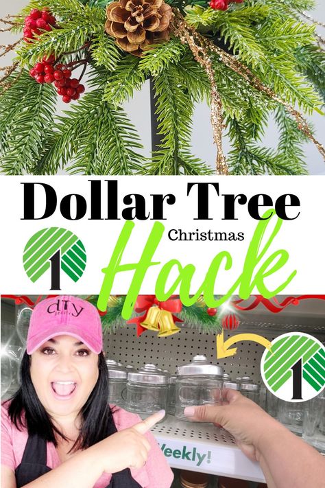 Dollar Tree Santa Ornament, Dollar Store Centerpiece Ideas Christmas, Diy Dollar Tree Christmas Centerpieces, Dollar Tree Holiday Decor Diy, Dollar Tree Candy Jar Ideas, Dollarama Christmas Decor, Dollar Tree Christmas Tree Crafts, Christmas Decor Ideas Diy Dollar Tree, Christmas Diy Crafts Decoration