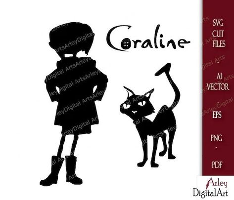 Coraline Silhouette, Coraline And Cat, Mother Silhouette, Coraline Other Mother, Coraline Birthday, Coraline Wybie, Birthday Brother In Law, Coraline Cat, Gothic Characters