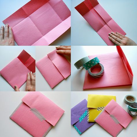 Construction paper envelope for quarter-fold DIY cards. Also in link - cute printable Easter cards. Construction Paper Envelope Diy, Construction Paper Envelope, How To Make An Envelope Out Of A4 Paper, Fold A Letter Into An Envelope, How To Fold An Envelope Out Of Paper A4, How To Fold A Piece Of Paper Into An Envolope, How To Make An Envelope, Small Envelopes, Diy Envelope