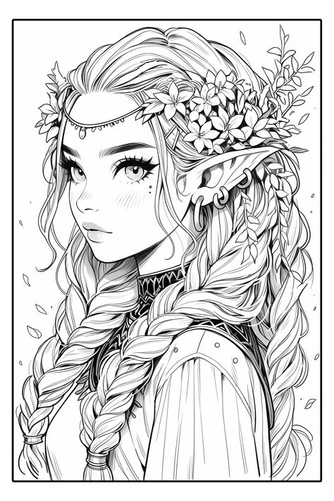 Pinup Coloring Pages, Fairy Coloring Book, People Coloring Pages, Manga Coloring Book, Color Drawing Art, Adult Coloring Designs, Detailed Coloring Pages, Free Adult Coloring Pages, Fairy Coloring