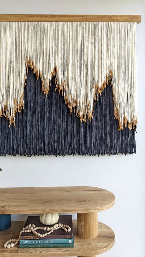 Fiber Art Wall Art Layered Dip Dye Tapestry Modern Macrame - Etsy Poland Glamour Bedroom, Room Modern Bedroom, Decor Over Bed, Wool Painting, Wool Wall Hanging, Minimal Living Room, Gold Acrylic Paint, Fiber Wall Art, Yarn Wall Art