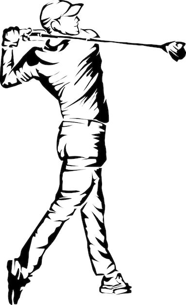 Vector a man with a golf club on his bac... | Premium Vector #Freepik #vector #golf-stick #golf-player #golfer #golf-club Golf Silhouette, Golf Vector, Golf Artwork, Golf Stick, Golf Images, Golf Cards, Art Sport, Golf Art, Sign Logo