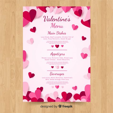 Plantilla de menú de san valentín vector... | Free Vector #Freepik #freevector #comida #menu #corazon #amor Sweet Burger, Valentine's Day Menu Ideas, Food Finger, Valentines Recipes, Valentine Food, Chocolate San Valentin, Free Menu Templates, Kids Brunch, Virtual Invitations