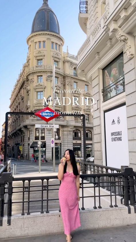 KAREN ♥️ Travel Blogger & Creator on Instagram: "This is your sign to visit MADRID 😍 I had little to no expectations of Madrid but it turned out to be one of my favourite cities in Spain and even my entire trip!!! 📌 SAVE for your next trip to Spain! Here are things you MUST do in Madrid: 🧡 Row boating in Retiro Park  🧡 Shopping at Gran Via  🧡 Eating tapas at Mercado San Miguel  🧡 Eat churros @sanginesargentina & @chocolatmadrid 🧡 Visit a rooftop bar - @casasuecia & @azoteadelcirculo ✨ ... Madrid Photo Ideas Instagram, Madrid Instagram Spots, Madrid Photo Ideas, Mercado San Miguel Madrid, Madrid Spain Photography, Madrid Spain Aesthetic, Spain Vibes, Retiro Park Madrid, Madrid Instagram