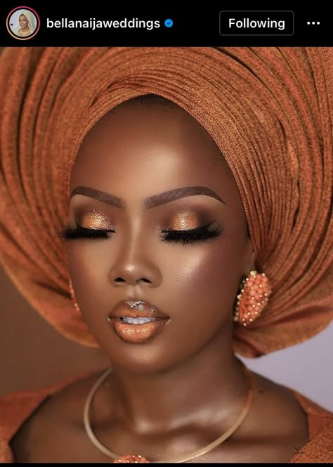 Nigerian Wedding Makeup, Black Bridal Makeup, African Makeup, Maquillage Yeux Cut Crease, Hand Makeup, Makeup For Black Skin, Black Bridal, Bridal Makeup Looks, Glamour Makeup