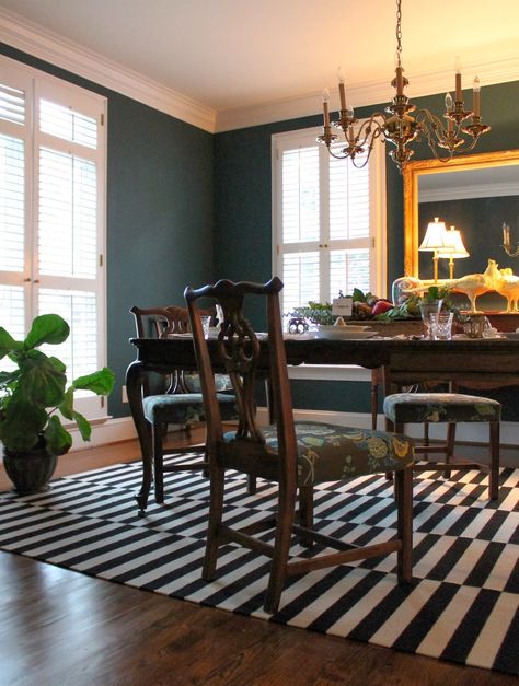 Designing Domesticity: Our Paint Colors - Yorktowne Green benjamin moore Yorktown Green Benjamin Moore, Yorktowne Green, Neoclassic Living Room, Green Benjamin Moore, Country Cottage Bedroom, Dining Room Wall Color, Green Dining Room, Library Office, Dining Room Blue