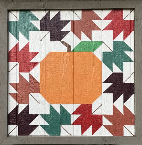 Halloween Barn Quilt, Pumpkin Barn Quilt, Fall Barn Quilt Patterns, Painted Quilt Patterns On Wood, Fall Barn Quilts, Porch Quilts, Pumpkin Quilts, Painted Quilts, Wood Quilt Block