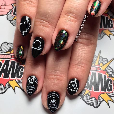 Libra Nails Design, Libra Nails, Black Fire Opal, Witch Nails, Nail Art Inspo, Black Fire, Get Nails, Nail Idea, Nails 2023