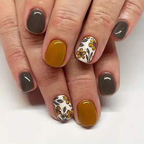 Grey Acrylic Nails, Ballet Nails, Short Fake Nails, Nagel Tips, Yellow Nails, Stick On Nails, Manicure Y Pedicure, Fall Nail Designs, Artificial Nails