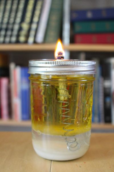 Olive Oil Lamp Diy, Diy Oil Lantern, Diy Matches Sticks, Oil Lamps Diy, Olive Oil Candle, Orange Peel Candle, Types Of Cooking Oil, Oil Lamp Candle, Oil Lanterns