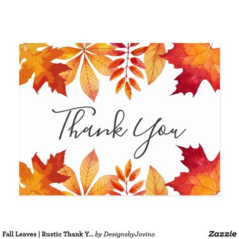 Fall Leaves | Rustic Thank You Postcard Watercolor Autumn Leaves, Thank You Images, Watercolor Monogram, Thank You For Caring, Fall Images, Fundraising Ideas, Appreciation Cards, Thank You Postcards, Thank You Messages