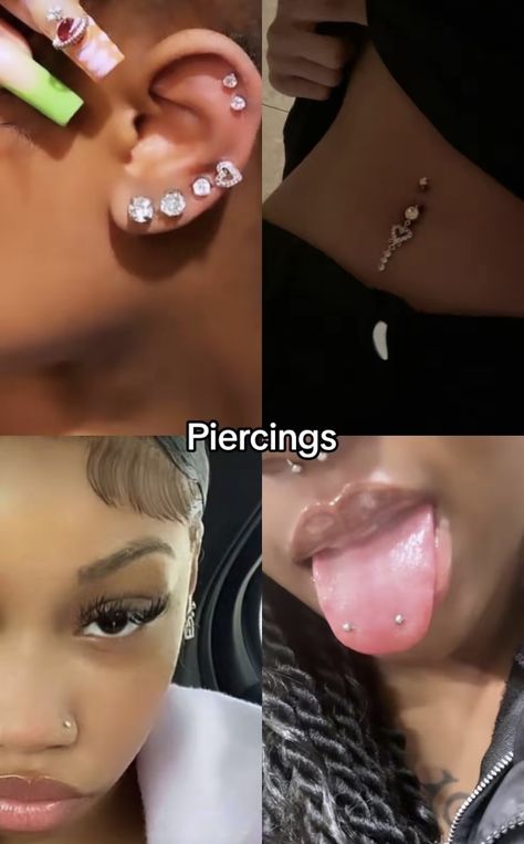 Baddie Peircing Ideas, Ear Piercings Inspo Baddie, Piercing Ideas Body Baddie, Black Women Peircings, Piercings To Get, Earings Piercings Black Women, Baddie Piercings, Girly Jewelry Peircinhx, Piercings Black Women