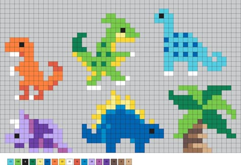 Cute Dinosaur Cross Stitch, Hama Beads Patterns Dinosaur, Small Dinosaur Cross Stitch Pattern, Peeler Bead Dinosaur, Pearler Bead Patterns Dinosaur, Dinosaur Pearl Beads, Perler Bead Dinosaur Pattern, T Rex Perler Bead Pattern, Dino Perler Bead Pattern