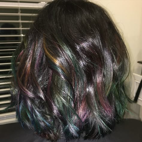 Oil spill hair color Oil Spill Hair Dye, Pigeon Hair Color, Pigeon Hair Dye, Pigeon Hair, Oil Spill Hair, Oil Slick Hair Color, Aesthetic Surgeon, Indian Hair Cuts, Oil Slick Hair