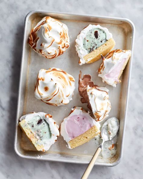 Mini Baked Alaskas | Kitchn Mini Baked Alaska, Baked Alaska Recipe, Baked Alaska, Kid Food, Science Project, An Ice Cream, Ice Cream Cake, Mini Desserts, Frozen Desserts