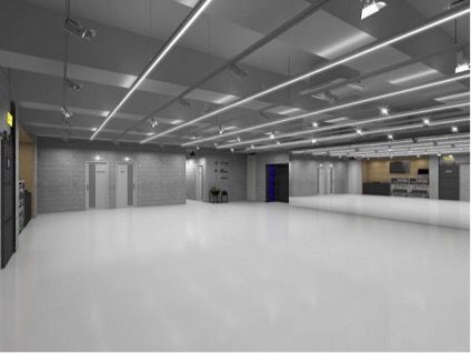 Hybe Dance Room Background, Kpop Agency, Sm Entertainment Dance Practice Room, Korean Dance Studio, Zepeto Background Dance Studio, Big Dance Studio, Dance Studio Design, Dance Studio Decor, Practice Room