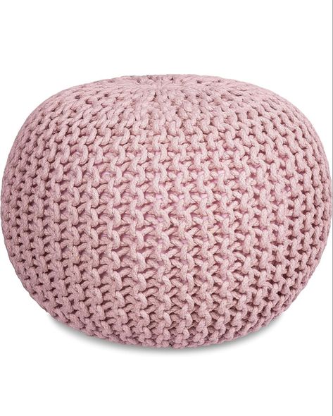 Amazon.com: BIRDROCK HOME Round Pouf Foot Stool Ottoman - Knit Bean Bag Floor Chair - Cotton Braided Cord - Great for The Living Room, Bedroom and Kids Room - Small Furniture - Dusty Rose : Home & Kitchen Knitted Ottoman, Round Pouf Ottoman, Knitted Pouffe, Knitted Pouf, Stool Ottoman, Floor Sitting, Pink Bedrooms, Round Ottoman, Foot Stool