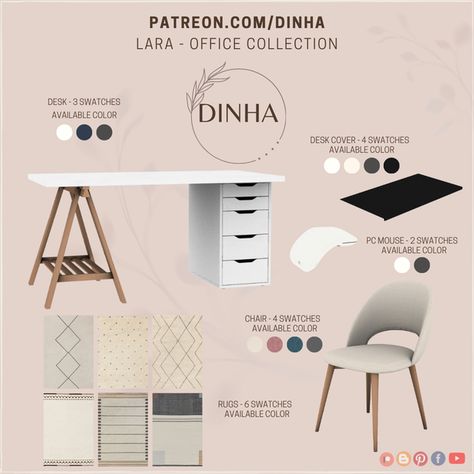 Set preview: Lara - Office Collection | Patreon Sims 4 Computer Desk Cc, Sims 4 Cc Office Furniture Ideas, Sims 4 Cc Office Desk, Sims 4 Laptop Cc, Sims 4 Computer Cc, Sims 4 Desk Cc, Sims 4 Dorm Cc, Sims 4 University Cc, Sims 4 Cc Office