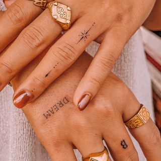 Cute Small Finger Tattoos, Finger Tattoos For Girls, Girl Finger Tattoos, Enough Tattoo, Tattoo Design Tattoo, Letter Tattoo, Small Finger Tattoos, Finger Tattoo For Women, Hand And Finger Tattoos