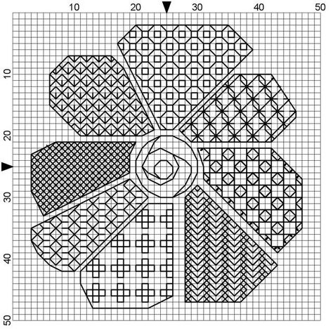 I love this blackwork pattern. Most of what I find for blackwork is historically correct. I'm looking for MODERN patterns and uses for blackwork and this pattern does just that. LOVE IT! Motifs Blackwork, Blackwork Embroidery Designs, Blackwork Embroidery Patterns, Blackwork Cross Stitch, Blackwork Designs, Graph Paper Designs, Blackwork Patterns, Blackwork Embroidery, Nature Cross Stitch