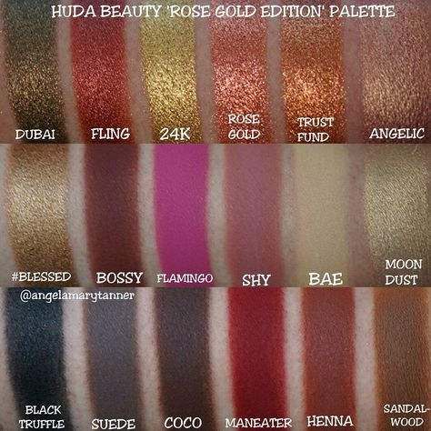 See this Instagram photo by @angelamarytanner • 2,171 likes Huda Beauty Rose Gold Palette, Rose Gold Palette, Huda Beauty Palette, Huda Beauty Rose Gold, Rose Gold Texture, Black Henna, Neutral Eyes, Gold Palette, Makeup Swatches