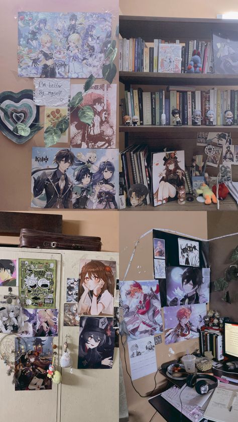 Genshin Room Ideas, Genshin Themed Room, Genshin Impact Room Decor, Genshin Impact Room, Genshin Room, Nerdy Bedroom, Dream Room Ideas, Interior Mood Board, Shed Interior