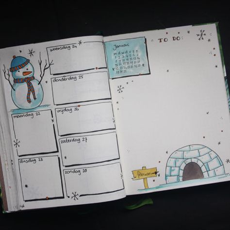 Bullet Journal Weekly Layout, December Bullet Journal, Bullet Journal Monthly Spread, January Bullet Journal, Bullet Journal Set Up, Bullet Journel, Bulletin Journal, Bullet Journal Cover Page, Bullet Journal Weekly