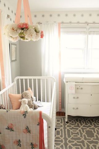 Blooming Mobiles – Lucy Darling Quilt Rug, Nursery Reveal, Gray Nursery, Nursery Trends, Grey Nursery, Nursery Inspo, Grey Furniture, Baby Bedroom, Everything Baby