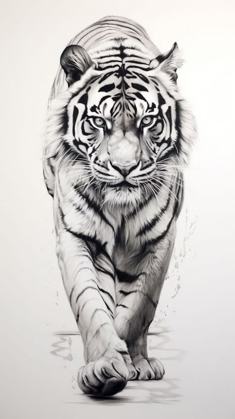 Crouching Tiger Tattoo, Tigre Y Dragon, Mens Tiger Tattoo, Fingerprint Tattoos, Big Cat Tattoo, Crouching Tiger, Tiger Drawing, Pyrography Art, Tattoo Desings