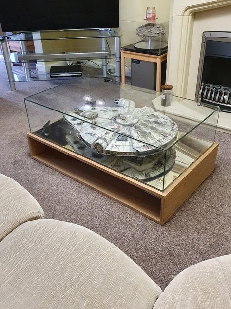 Coffee Table Display Case, Coffee Table Display, Display Tables, Model Display, Star Wars Room, Lego Display, Display Coffee Table, Acrylic Display Case, Cases Diy