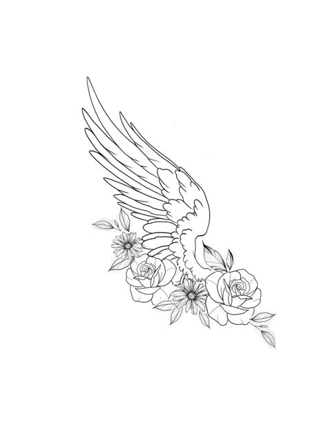 Pretty Memorial Tattoos, Inside Of Knee Tattoo, Memorial Tattoos Mom Sleeve, Matching Wing Tattoo, Angel Wing Flower Tattoo, Matching Memorial Tattoos, Flower Angel Wings Tattoo, Wing Flower Tattoo, Woman With Wings Tattoo