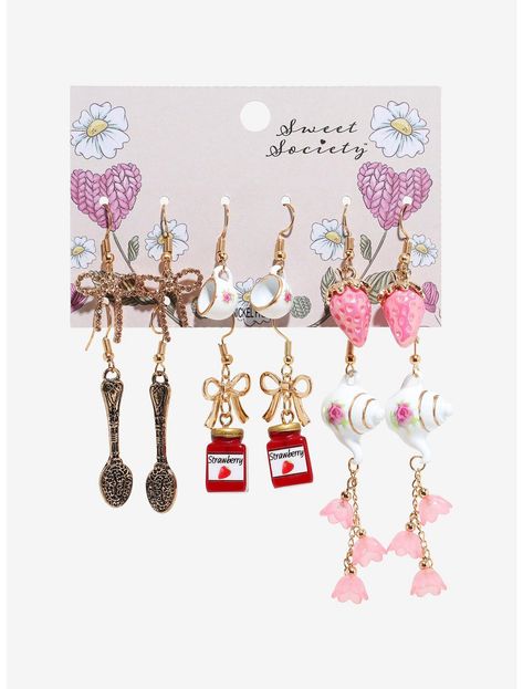 Sweet Society Tea Party Icon Earring Set Sweet Society, Crazy Earrings, Summer Wishlist, Bday Wishlist, Hot Topic Jewelry, Party Icon, Bday Gifts, Hello Kitty Rooms, Novelty Earrings