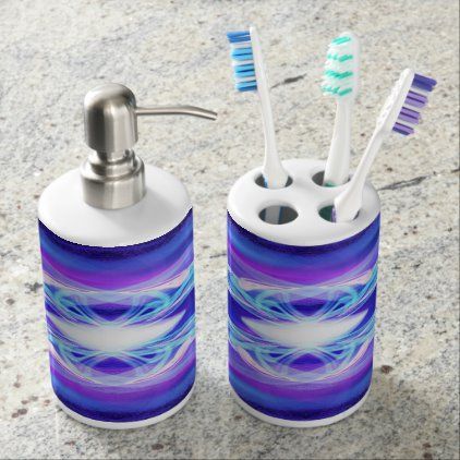 Blue Etherium Bath Set Holographic Design, Nautical Bathrooms, Bathroom Accessories Sets, Bath Set, Bath Accessories Set, Rainbow Swirl, Hexagon Pattern, Bathroom Accessory Set, Bath Sets