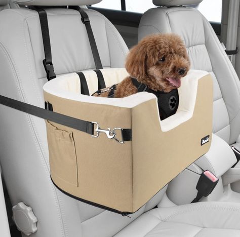 SlowTon Dog Car Seat for Small Dog, Elevated Lookout Booster Seat with Cushion and Safety Belt, Cover Removable Washable, Supports Pets Up to 18lbs Puppy Car Seat, Dog Car Travel, Safe Car, Dog Seat Belt, Dog Car Seat, Booster Car Seat, Cute Animals Puppies, Pet Car Seat, Dog Car Seats