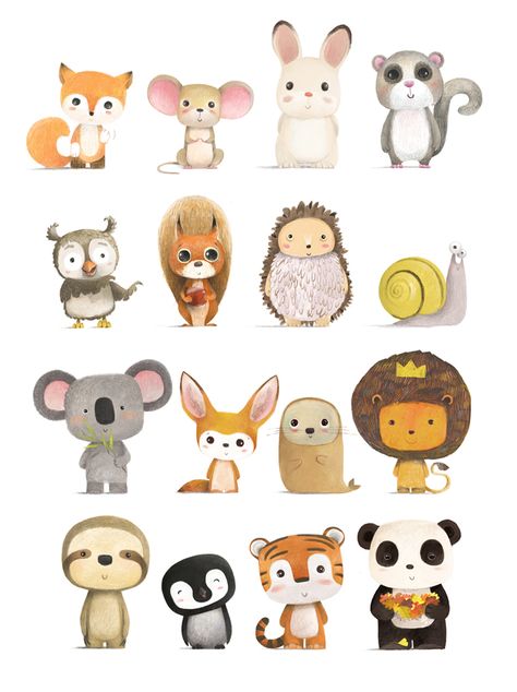 Animal Illustration Kids, Drawing Eyes, Cute Animal Illustration, Animal Doodles, Drawing Faces, Animal Illustrations, 영감을 주는 캐릭터, Cute Animal Drawings, Cutest Animals