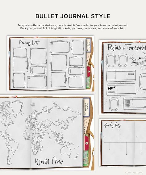 Travel Digital Journal – KDigitalStudio Travel Journal Ideas Diy, Digital Travel Journal, Travelers Notebook Setup, Trip Journal, Best Travel Journals, Travel Journal Ideas, Vacation Journal, Travelers Journal, Travel Journal Cover