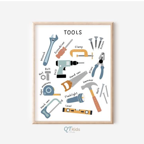 Construction Nursery Print, Toddler Boy Playroom Decor, Hand Tools, Mechanics, Montessori Home School Educational Poster, DIGITAL DOWNLOAD Tools Nursery Theme, Tool Themed Nursery, Tool Nursery Theme, Toddler Boy Playroom, Boys Construction Room, Boy Playroom, Montessori Home, Construction Nursery, Tool Poster