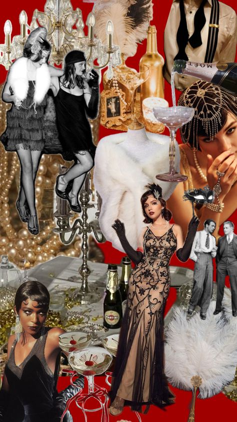 Party moodboard Moulin Rouge Theme, Moulin Rouge Aesthetic, Moulin Rouge Party, 1920 Aesthetic, Rouge Aesthetic, Party Moodboard, Gatsby Birthday Party, 1920s Party, Unique Party Themes