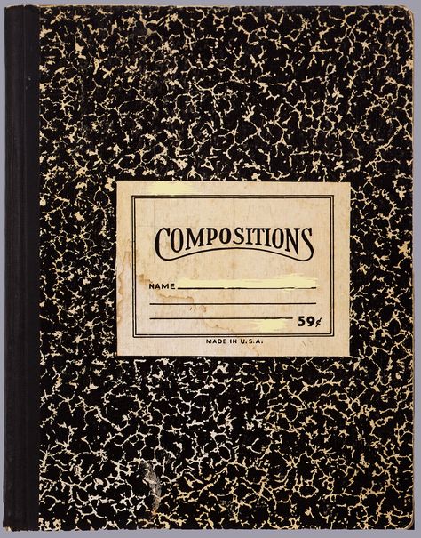 American, used in the 1960s-80s, private collection, "Compositions / MADE IN U.S.A./ 59c", manufacturer unknown Ipad Essentials, Writing Paper Printable Stationery, Book Cover Template, Notebook Cover Design, Vintage Notebook, Paper Background Design, Ipad Background, Vintage Book Covers, Composition Book