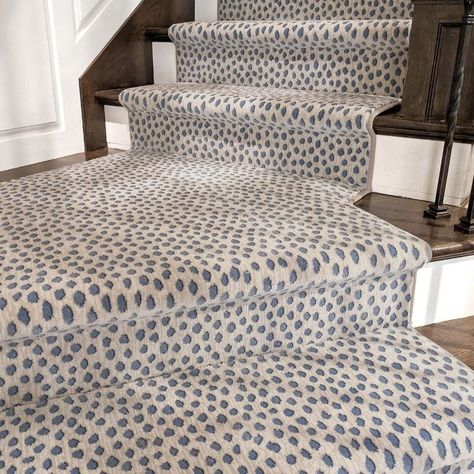 Stanton | Such a fun & exciting pattern for a staircase!😄😄 (Style: Dottie) @carpetshowcasedesign #stantoncarpet #carpetrunner #carpetlove… | Instagram Remodel Stairs, Materials Board, Staircase Styles, Stanton Carpet, Interior Materials, Blue And White Rug, Flooring For Stairs, Stair Remodel, Runner Carpet