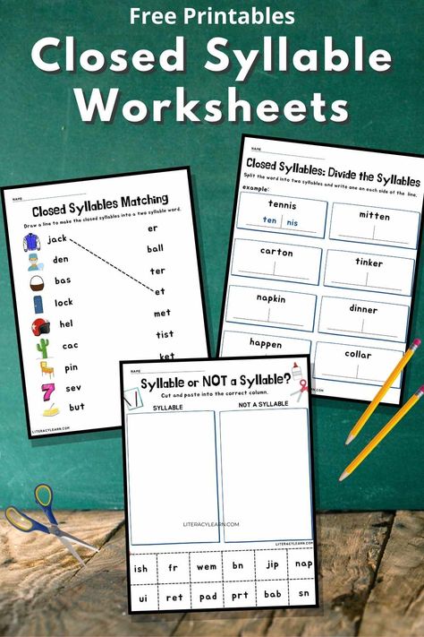 Closed Syllable Activities, Closed Syllables Worksheet, Closed Syllable Activities Free, Open And Closed Syllables Worksheets, 2 Syllable Words, Syllable Activities, Worksheets For 3rd Grade, Words For Students, Syllable Games