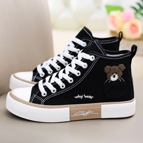 Dr Shoes, Kawaii Shoes, Breathable Sneakers, Canvas Shoes Women, Girls Sneakers, Casual Lace, Casual Flats, Sneaker Brands, High Top Shoes