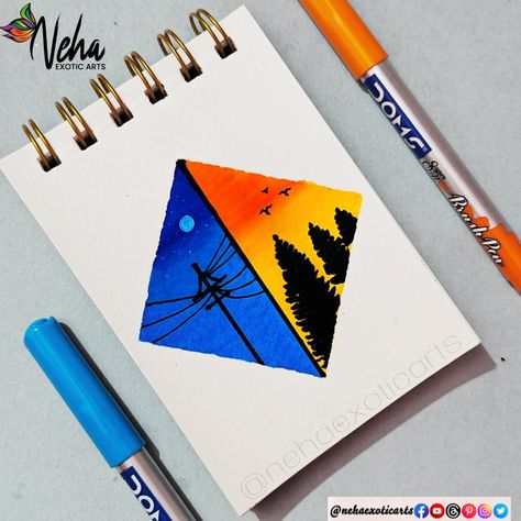 Follow me for more beautiful artworks ♥️😍 Brush Pen Scenery Drawing, Happy Birthday Brush Pen, Beautiful Scenery Drawing, Scenery Drawing, Watercolor Brush Pen, Brush Pens, Watercolor Brushes, Art Brushes, Like And Share