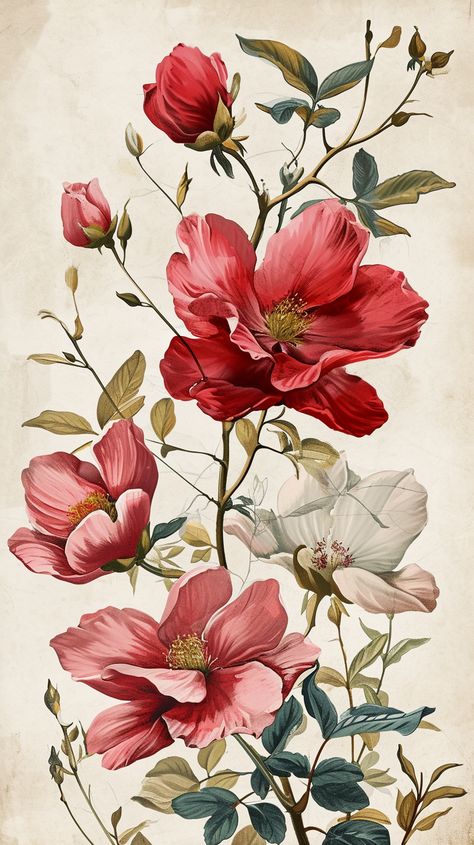 Joy the harmony of nature with this vintage flower lock screen, a deep celebration of flora for any Android or iPhone screen. Classic Art Phone Wallpaper, Aesthetic Vintage Flower Wallpaper, Vintage Flower Print Pattern, Flower Lock Screen, Vintage Floral Illustration, Illustration Botanique Vintage, Vintage Floral Art, Flower Print Pattern, Style Aesthetics