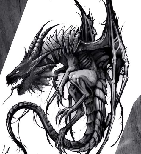 Black Dragon Tattoo, Dragon Tattoo Drawing, Aesthetic Tattoo Ideas, Mystical Tattoos, Dragon Tattoo Art, Wicked Tattoos, Fantasy Tattoos, Creepy Tattoos, Dragon Tattoo Designs