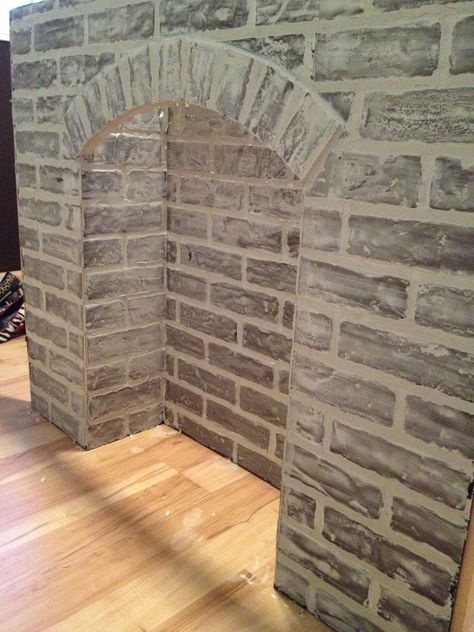 Fake Brick Fireplace, Fake Crab, Fake Brick, Faux Fireplace Mantels, Faux Brick Panels, Fireplace Mantel Surrounds, Fake Fireplace, Fake Wood, Faux Fireplace Diy